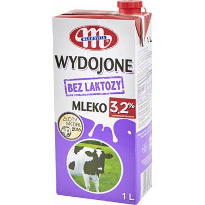 MLEKOVITA Mleko bez laktozy 3,2% UHT 12 x 1 l