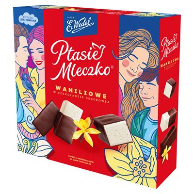 E. Wedel Ptasie Mleczko waniliowe w czekoladzie deserowej 340 g