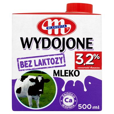 MLEKOVITA WYDOJONE Mleko bez laktozy 3,2% 12 x 500 ml
