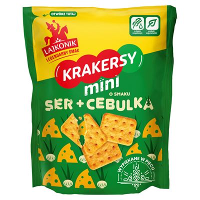 LAJKONIK Krakersy mini o smaku ser & cebulka 100 g