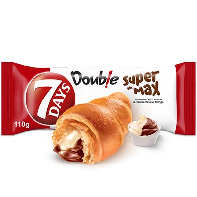 7DAYS Doub!e Super Max Rogalik z nadzieniem kakaowym i o smaku waniliowym 110 g