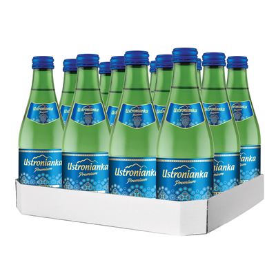 Ustronianka Premium Woda źródlana gazowana 12 x 330 ml butelka szklana