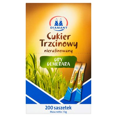 DIAMANT Cukier trzcinowy nierafinowany Dry Demerara w saszetkach (200 x 5 g) 1 kg