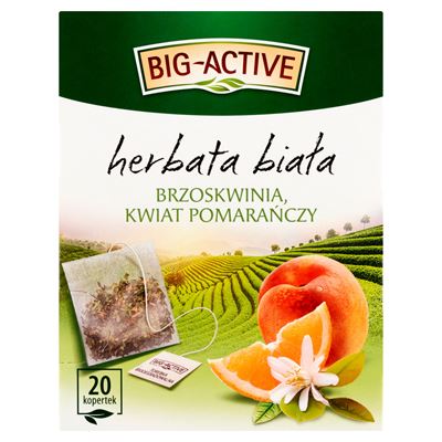 BIG-ACTIVE Herbata biała brzoskwinia, kwiat pomarańczy 20 kopert 30g