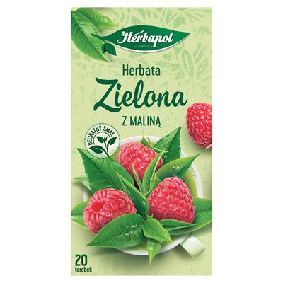 Herbapol Herbata Zielona z maliną 20 torebek 34g