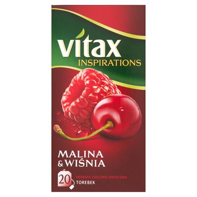 VITAX Inspirations Herbata ziołowo-owocowa malina&wiśnia 20 torebek 40g