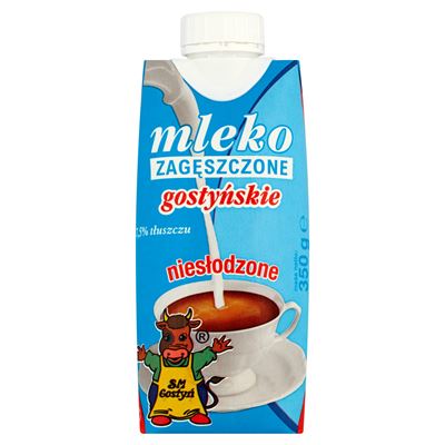 GOSTYŃ Mleko gostyńskie zagęszczone niesłodzone 7,5% 350 g 18 sztuk
