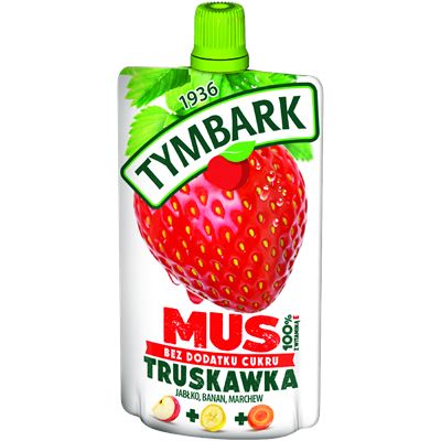 TYMBARK Mus 100% owoców truskawka jabłko banan marchew 12 x 120 ml