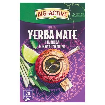 BIG-ACTIVE Yerba Mate Herbata limonka&trawa cytrynowa 20 kopert 30g
