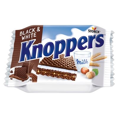 KNOPPERS Black & White Wafelek mleczno-orzechowy 125g