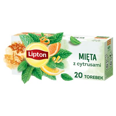Lipton Mięta z cytrusami Herbata ziołowa 20 torebek 26g