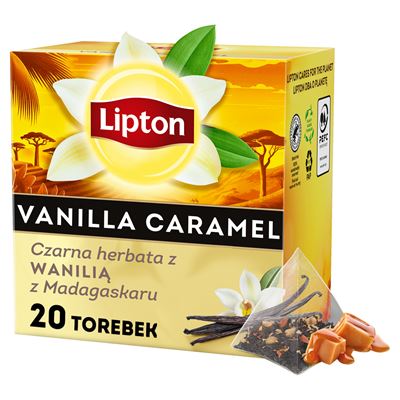 Lipton Vanilla & Caramel Herbata czarna z wanilią 20 piramidek 34 g