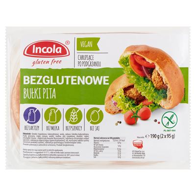 Incola Bezglutenowa i wegańska bułka pita 190 g