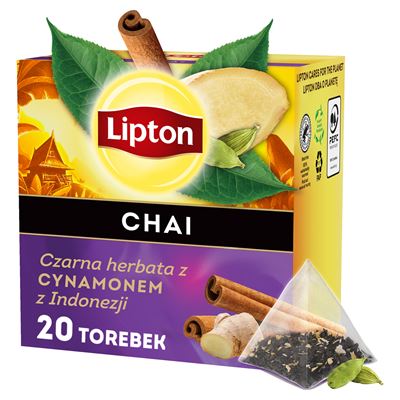 Lipton Chai Herbata czarna z cynamonem 20 piramidek 34 g