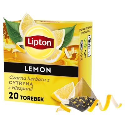 Lipton Lemon Herbata czarna z cytryną 20 piramidek 34 g