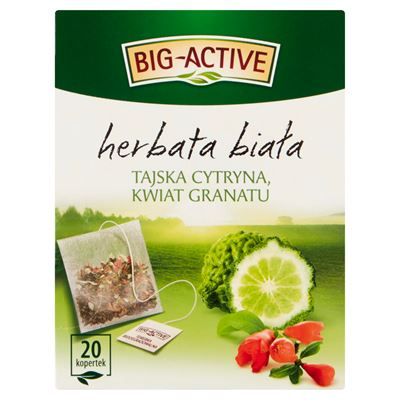 BIG-ACTIVE Herbata biała tajska cytryna, kwiat granatu 20 kopert 30g