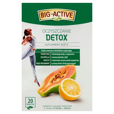 BIG-ACTIVE Detox Oczyszczanie Herbata ziołowo-owocowa cytryna-papaja 20 torebek 40g