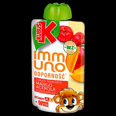 KUBUŚ Mus immuno jabłko marchew mango acerola pomarańcza 12x100ml