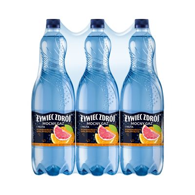 ŻYWIEC ZDRÓJ MOCNY GAZ nuta pomarańczy i grejpfruta napój gazowany 6 x 1,5 l [kaucja]