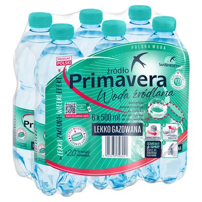 PRIMAVERA Woda źródlana lekko gazowana 6 x 500 ml [kaucja]