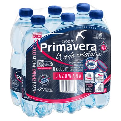 PRIMAVERA Woda źródlana gazowana 6 x 500 ml [kaucja]