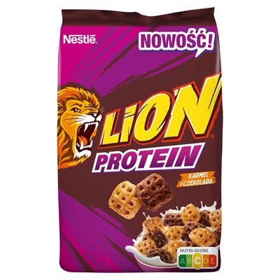 LION Protein Płatki śniadaniowe karmel i czekolada 400 g
