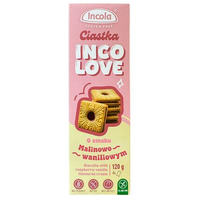 Incola Ciasteczka bezglutenowe Incolove Malina-wanilia 120 g
