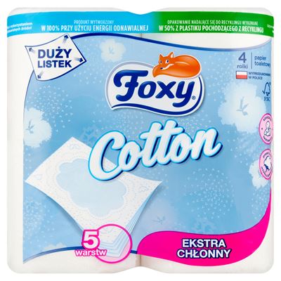Foxy Cotton Papier toaletowy 5 warstwowy 4 rolki