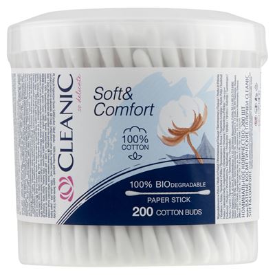 CLEANIC Soft & Comfort Patyczki higieniczne papierowe 200 sztuk