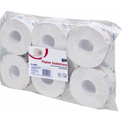 aro Papier toaletowy makulaturowy bielony 68 m 2 warstwowy 6 rolek