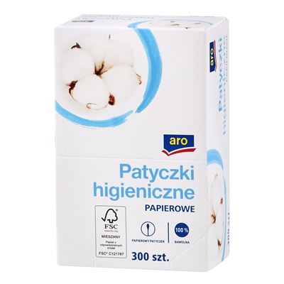 aro Patyczki higieniczne papierowe 300 sztuk