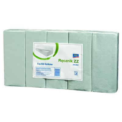 aro Ręcznik ZZ zielony 1 warstwowy 5 x 250 listków