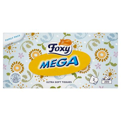 Foxy Mega Ultra miękkie chusteczki 2 warstwowe 200 sztuk
