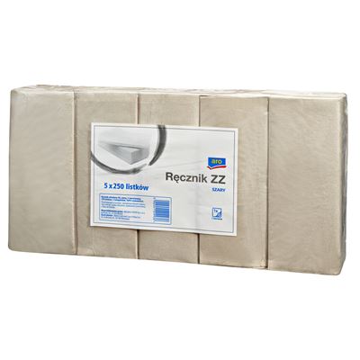 aro Ręcznik ZZ szary 1 warstwowy 5 x 250 listków