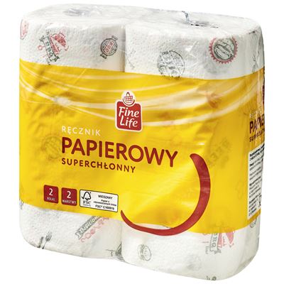 Fine Life Ręcznik papierowy grillowy superchłonny 2 warstwowy 92 listki 2 rolki