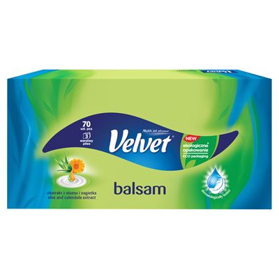 Velvet Balsam Chusteczki z ekstraktem z aloesu i nagietka 3 warstwowe 70 sztuk