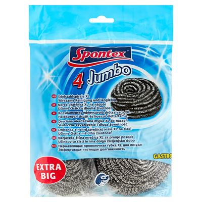 Spontex Jumbo Druciana nierdzewna myjka do naczyń 4 sztuki