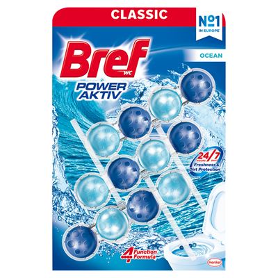 Bref WC Power Aktiv Zawieszka myjąco-zapachowa do muszli WC morska bryza 50 g 3 sztuki