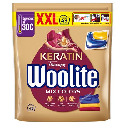 Woolite Keratin Therapy XXL Kapsułki do prania do kolorów 43 sztuki