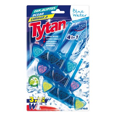 TYTAN 4 in 1 Błękitna woda Eukaliptus Ocean Limonka Mix 3 zawieszek do WC