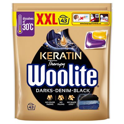 Woolite Keratin Therapy XXL Kapsułki do prania ciemne kolory & jeans 43 sztuki