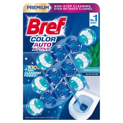 Bref WC Color Auto Active Eucalyptus Zawieszka myjąco-zapachowa do WC 3 x 50 g