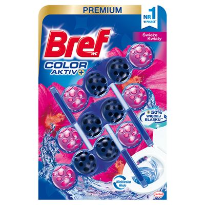Bref WC Color Aktiv Zawieszka do muszli WC świeże kwiaty 50 g 3 sztuki