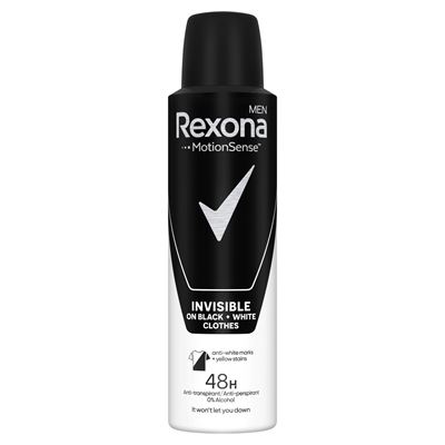 Rexona Men Invisible black + white antyperspirant w aerozolu 150 ml