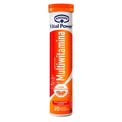 KRUGER Multiwitamina Tabletki musujące o smaku pomarańczowym 90 g (20 sztuk)