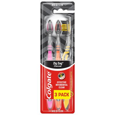 Colgate Zig Zag Plus Charcoal szczoteczka do zębów średnia