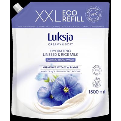 Luksja Creamy & Soft Mydło w płynie Len i mleczko ryżowe zapas 1,5 l
