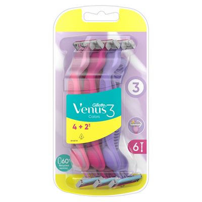 Gillette Venus 3 Colors Maszynki jednorazowe liczba sztuk w opakowaniu 6 sztuk