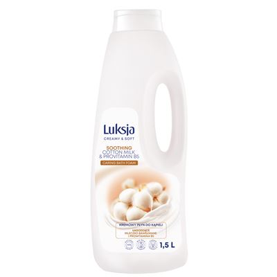 Luksja Creamy & Soft Kremowy płyn do kąpieli łagodzące mleczko bawełniane i prowitamina B5 1,5 l