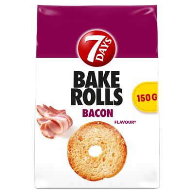 7DAYS Bake Rolls Chrupki chlebowe o smaku bekonu 150 g